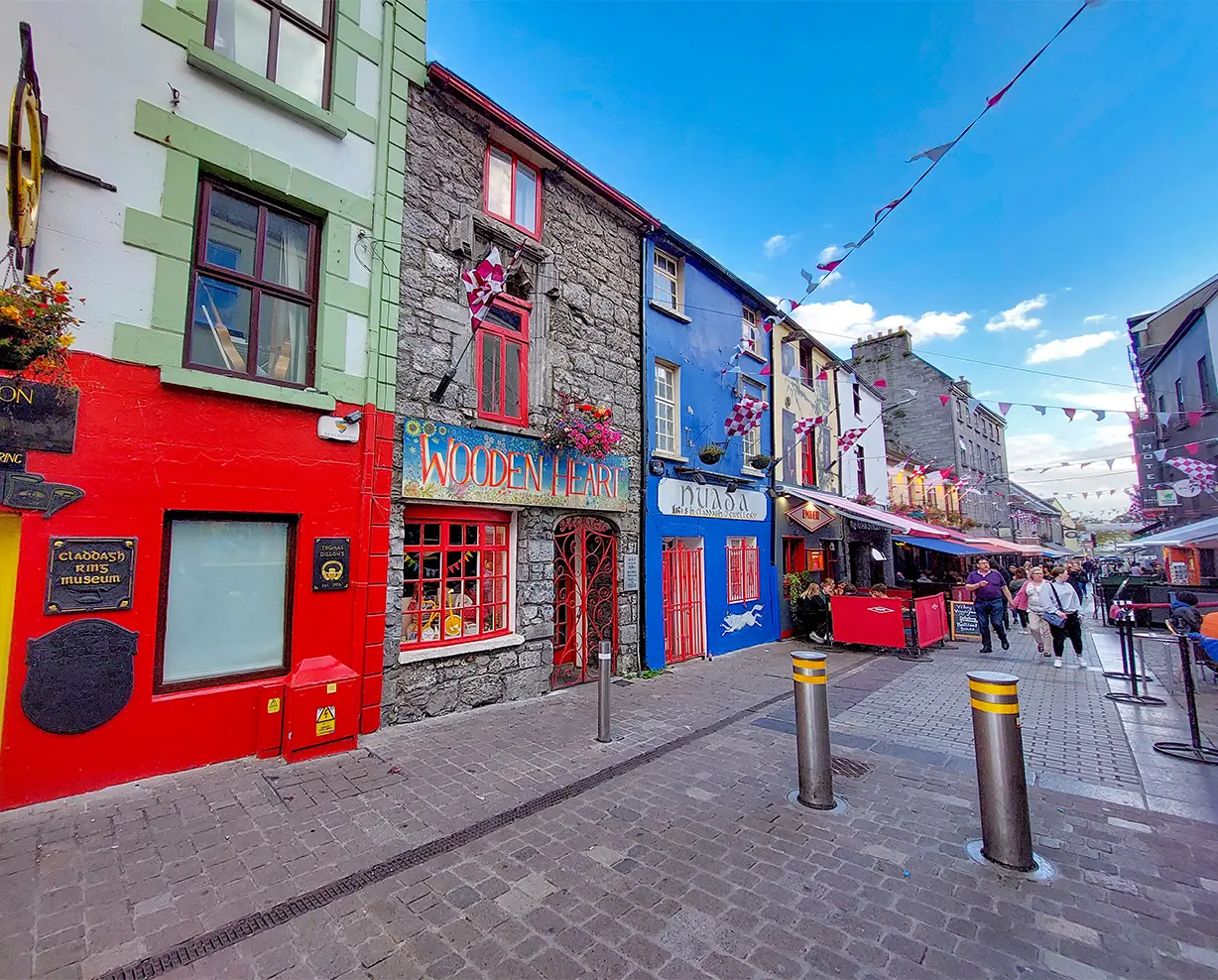 Galway City Street with colourful shopfronts
