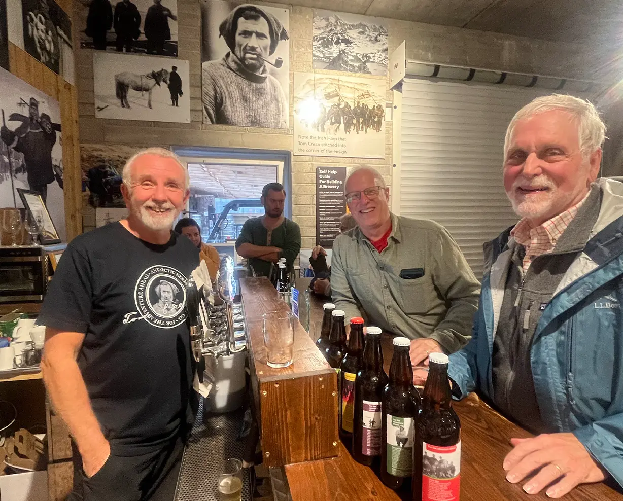 Bottles of beer on bar in Tom Crean Brewery
