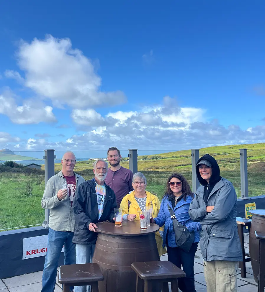 Tour Group having drinks in a Rural Pub