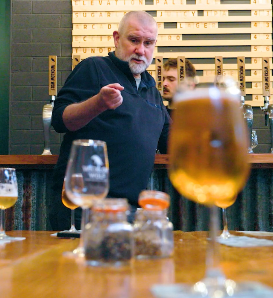 Man pointing at beers