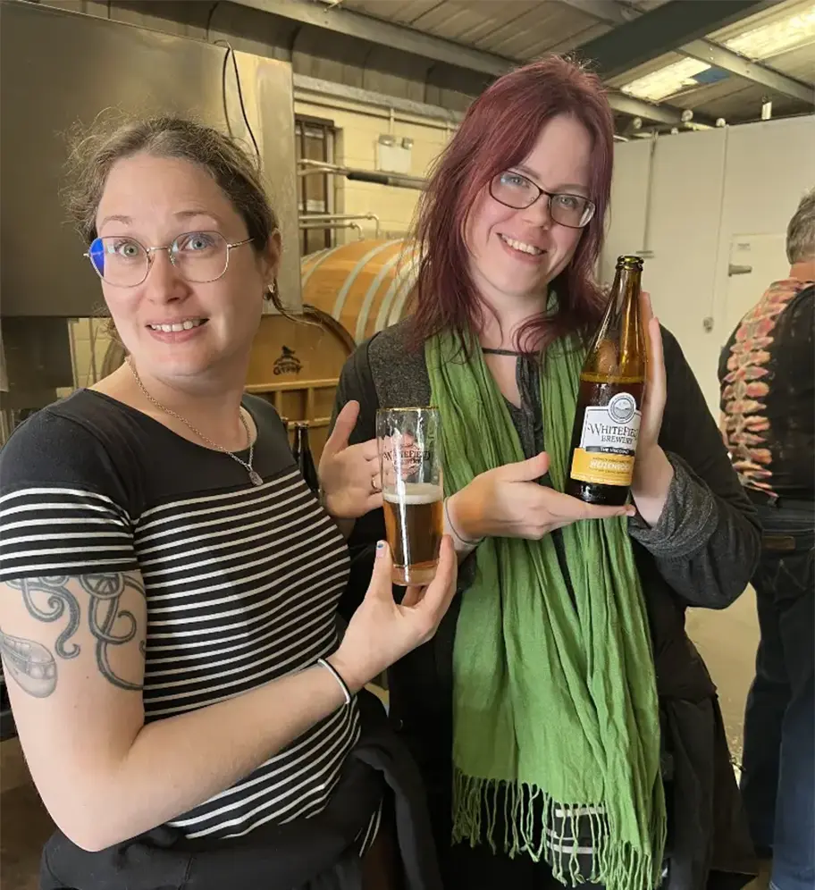 Nordic girls enjoying Whitefield brewery beers