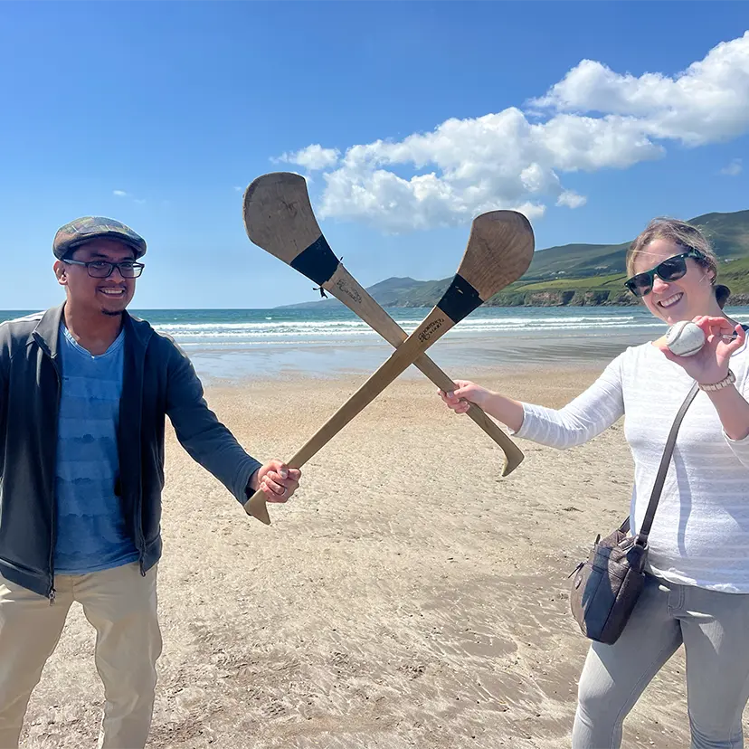 Playing with Hurleys and a sliotar